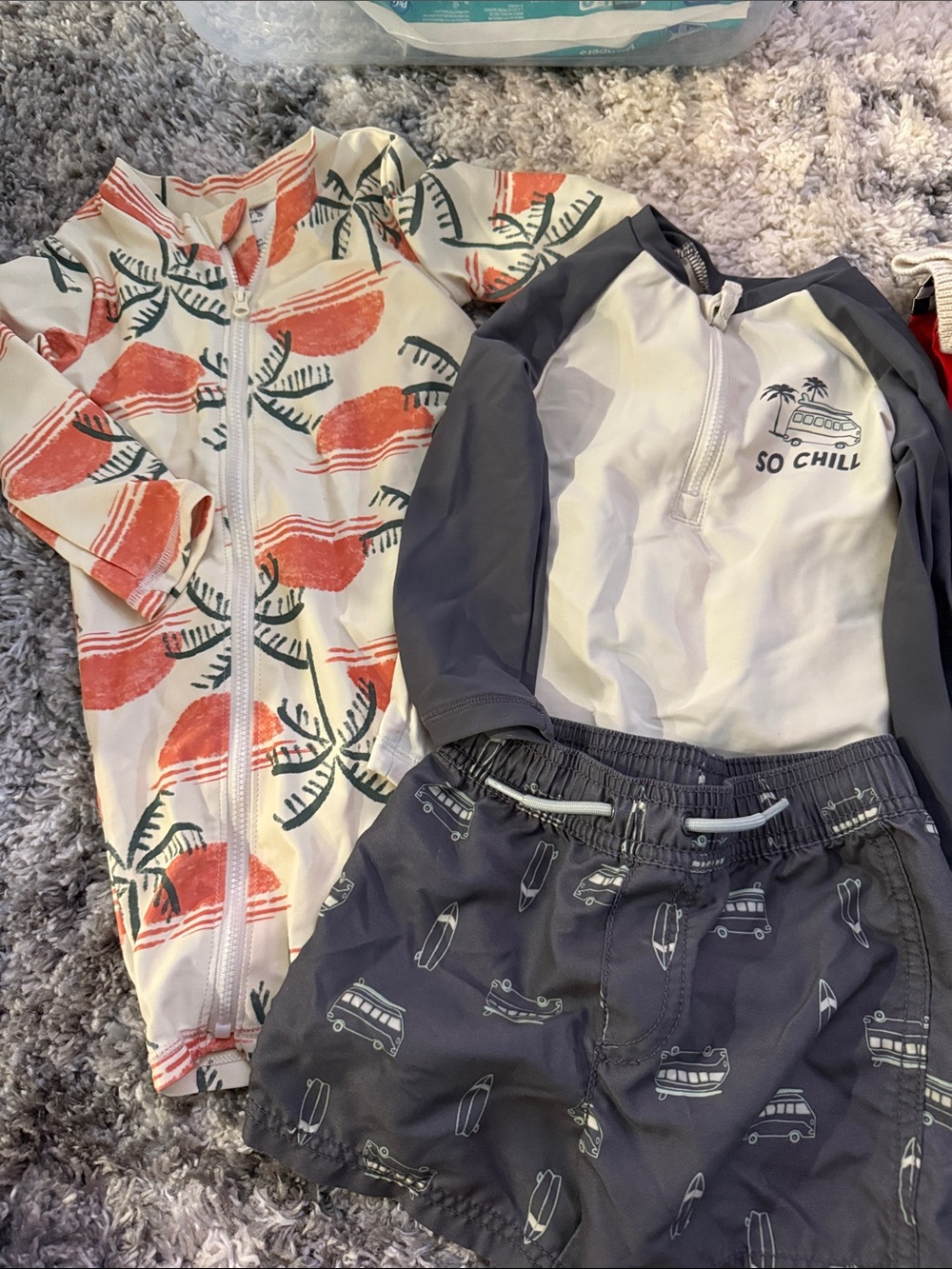 Carter's Coral Leaf Zip Rash Guard & Navy 'So Chill' Set